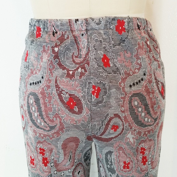 Vtg 70s Double Knit Pants Ankle Cropped Paisley - Picture 3 of 8